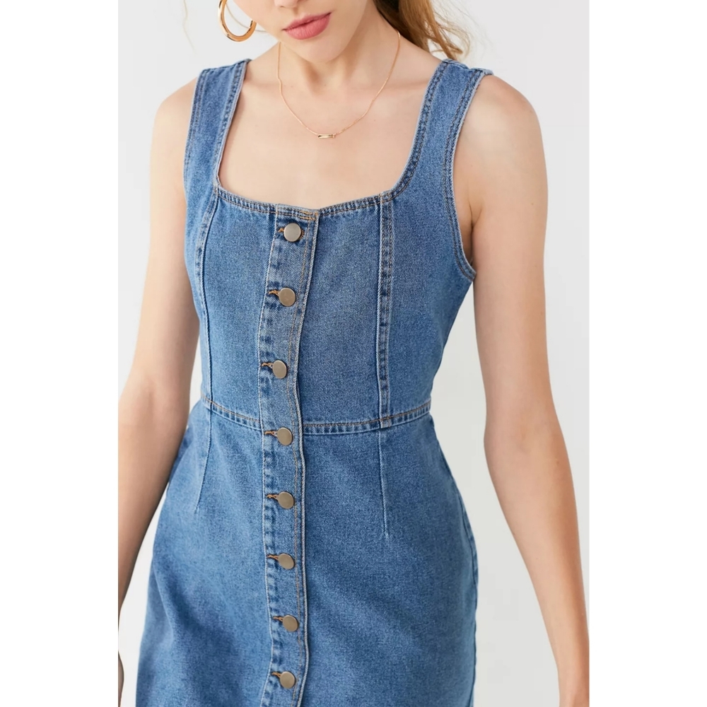 UO Button-Down Denim Mini Dress